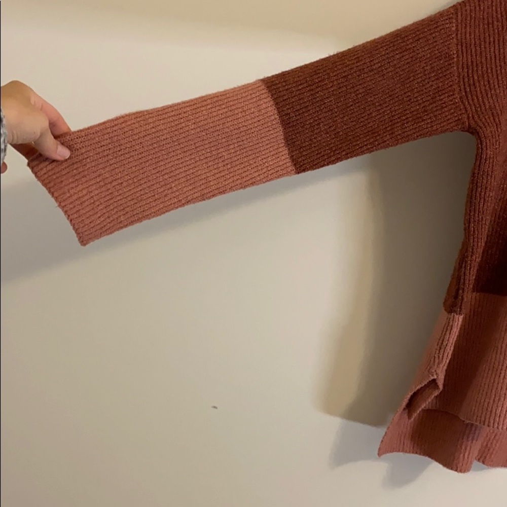 Olive & Oak Red Pink Colorblock Turtleneck Sweater - Picture 2 of 5